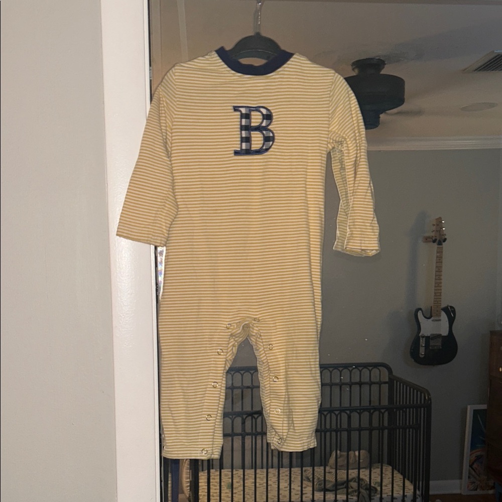 Jelly Beans Yellow and Navy Striped Baby Romper